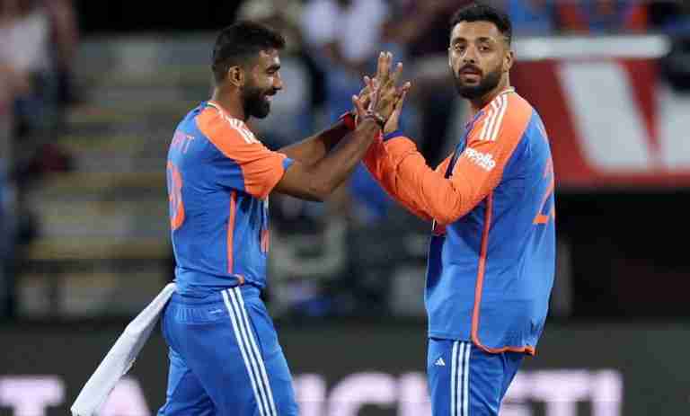Varun Chakravarty and Jasprit Bumrah